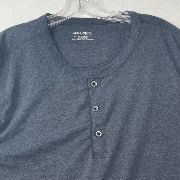UNTUCKit Mens Size XXL 2XL Blue/Grey Albarino Long Sleeve Henley Shirt - Picture 5 of 12